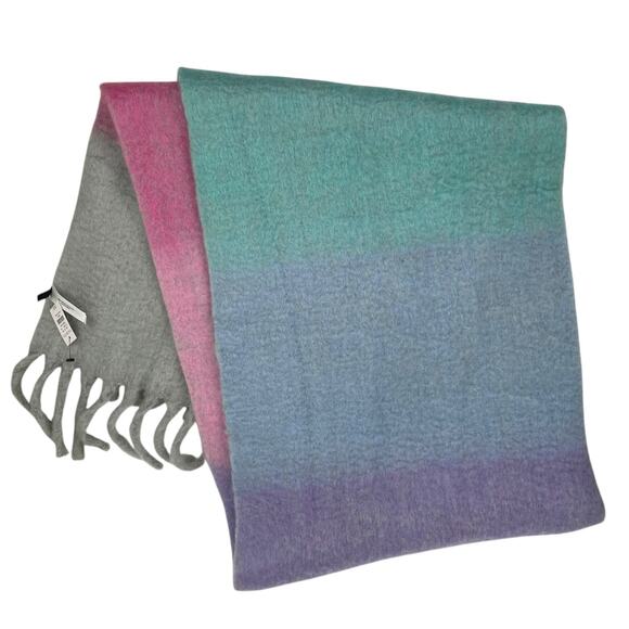 Talbots Colorblock Luxe Oversized Blanket Scarf Multi Color Pastel - Picture 6 of 10